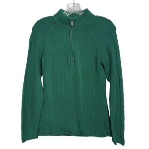 Style‎ & Co Womens Green Ribbed Quarter Zip Sweater Size Medium
